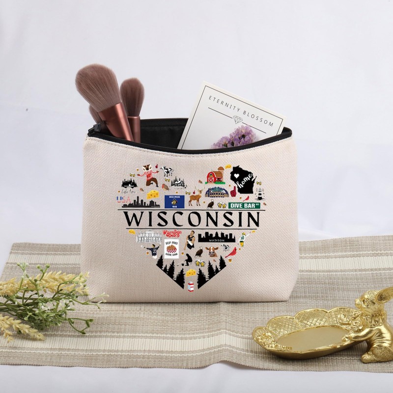 Wisconsin Gift Wisconsin State Cosmetic Bag Wisconsin Lover Gift for