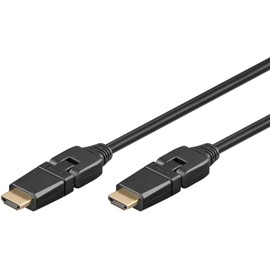 Goobay 31913 High Speed HDMI Cable with Ethernet, Gold-plated, Black, 6.5 mm Diameter, 1 m Cable Length