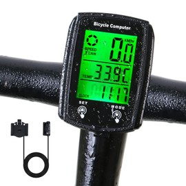 Velocimetro Cuentakilómetros Inalámbrico para Bicicleta, Ciclocomputadores Multifunción con Odómetro, Medidor de Distancia, Calorías, Tiempo y Temperatura, Pantalla LED retroiluminación, Impermeable