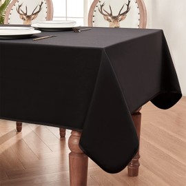 BALCONY & FALCON Tablecloth Washable Tablecloth Velvet Satin Tablecloth Double Sided Tablecloth for Wedding, Birthday Party, Christmas Dinner Ball, 140*240cm Black