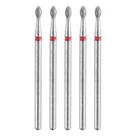 sourcing map 5pcs 200-230 Grits Diamond Grinding Bit 2.3mm Oval Head 2.35mm Shank 4mm Length Stone Sanding Drill Bits Rotary Tool for Ceramic Glass Nails Grinding Polishing