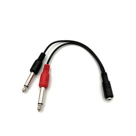 Qczhiwen 3.5mm TRS to Dual 6.35mm Mono Y Splitter. 1/8 inch Male to 2X 1/4 inch Mono Female Audio Gold Plated Joint Cable 20cm/8inch (3.5FM-2x6.35M)