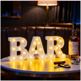 BAR sign, Hangable Illuminated Marquee Letter Lights, Battery-Powered LED Letter Lights for Pub丨Home Bar丨Cafés & Tea Shops丨Camping丨Party Decoration