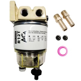 ACA R12T Marine Fuel Water Separator Kit Fits 1/4 NPT ZG1/4-19 Outboard Motors for Gasoline and Diesel Engine Replaces R12T S3240 120AT RK10222