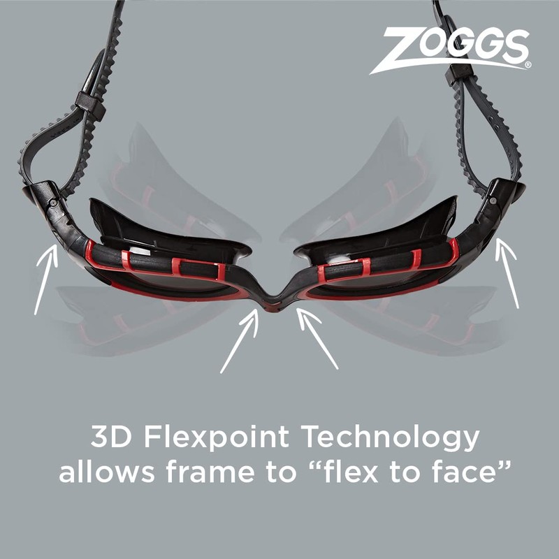 Zoggs Unisex Flex Smaller Fit Swimming Goggles, Red/Black/Smoke Polarized, Small