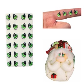 Ojitos Adhesivos 3D 3D Resin Adhesive or Self-Adhesive Eyes for All Types of Materials, Crafts, Decoration - 12 Pairs in Green, 7mm Wide