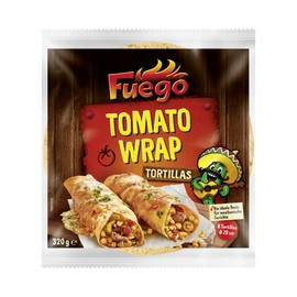 Fuego - Tortillas Tomato | Tomato Flavoured Wheat Flour Wrap | Ideal Base for Mexican Dishes | 20 cm Diameter | 320 g / 8 Pieces