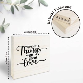 4" X 4" Wooden Sign - Do Small Things With Great Love - Motivational Wooden Plaque, Positive Reminder, Inspirational Gift, Home & Office Decorations - 26