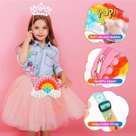 Hokand Pop Purse Fidget Toys Bag for Girls and Women - Christmas Rainbow Clouds Pop Shoulder Bag Fidgets , Sensory Silicone Fidget Backpack Toy for ADHD Anxiety Stress Relief