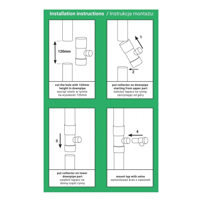 Collector Rainwater Catcher with Valve, Bradas 80 mm, Brown