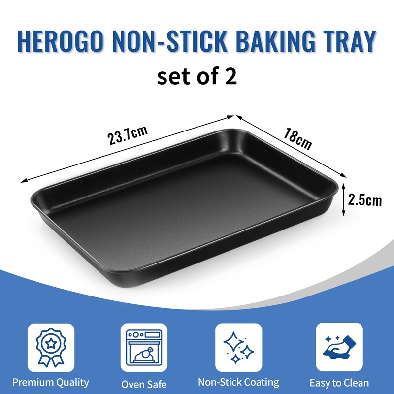 Herogo Baking Tray Set of 2, Non Stick Baking Sheet