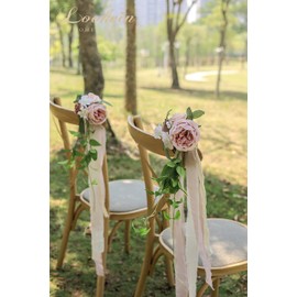 Lookein Set of 8 Pew Flowers for Wedding Ceremony Chair Decorations Bench Decoration Wedding Aisle Chair Decoration, Dusty Rose