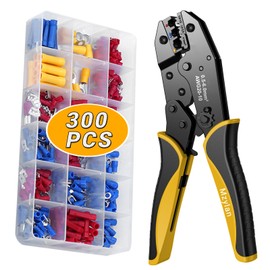 Mzylan Ratcheting Crimping Tool with 300 CPS Insulated Terminals - Wire Crimper Pliers for Secure Connections | Ergonomic Handle & Heavy-Duty Copper Alloy | 22-10 AWG Electrical Crimper