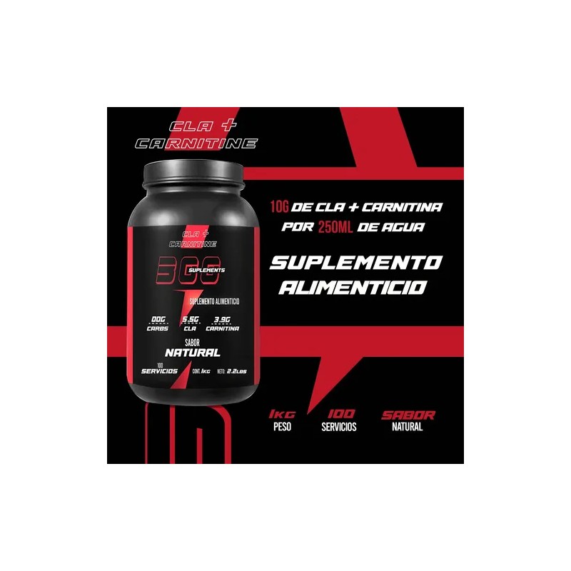 Cla Carnitina 1kg 300 Suplements 100 Servs