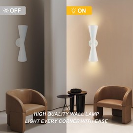 Modern Indoor Wall Sconce Up and Down White Wall Sconce Mid Century Indoor Wall Light Fixture Hardwired Wall Mounted Lamp for Living Room Bathroom Bedroom Hallway 13 Inch