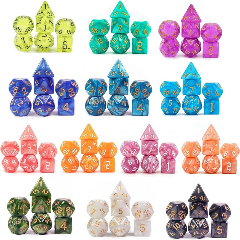Cusdie 175-Piece Acrylic Dice Set - 25 Colorful Sets with