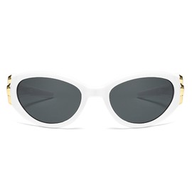YAMEIZE Wrap Around Heart Sonnenbrille für Herren - Damen Vintage Futuristic Rave Party Sonnenbrille Radfahren Outdoor Shades (Weiß Grau)