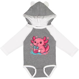 inktastic Summer Axolotl Long Sleeve Creeper 6 Months Granite & White W Ears 45b5c