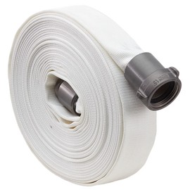 Fire Hose - 1" x 50' Lay Flat Water Hose - Made in the USA - White Forestry Firefighter Hose - Aluminum NPSH Couplings