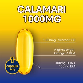 Bioglan Calamari Gold Higher Concentration of Omega-3 DHA (Docosahexaenoic Acid) in Each Capsule Than Standard 1000mg Fish & Krill Oil Capsules Combined, 30 Count