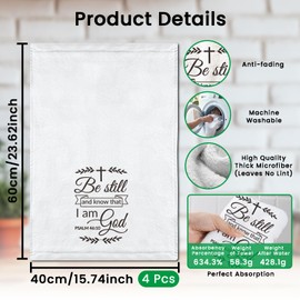 CUTHOLLOW Bible Quote Decorative Kitchen Towels Set of 4, Soft & Absorbent Microfiber Dish Towel for Kitchen Tea Coffee Bar Home, Best Gift for Housewarming Christmas Thanksgiving Birthday