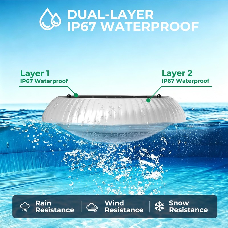 Solar Floating Pool Lights, 6.4" Solar Pool Lights that Float,