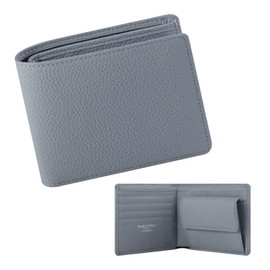 HANATORA PSA02 Genuine Leather Mini Wallet, Shrink Leather, Bifold, Trifold Wallet, Thin, Small Wallet, Slim, Compact, Card Case, Women's, Men's, Coin Purse, Simple, Bifold, Icy Blue