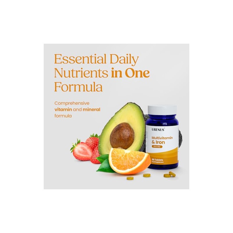 Multivitamin & Iron Tablets – Daily Vitamins & Minerals Supplement