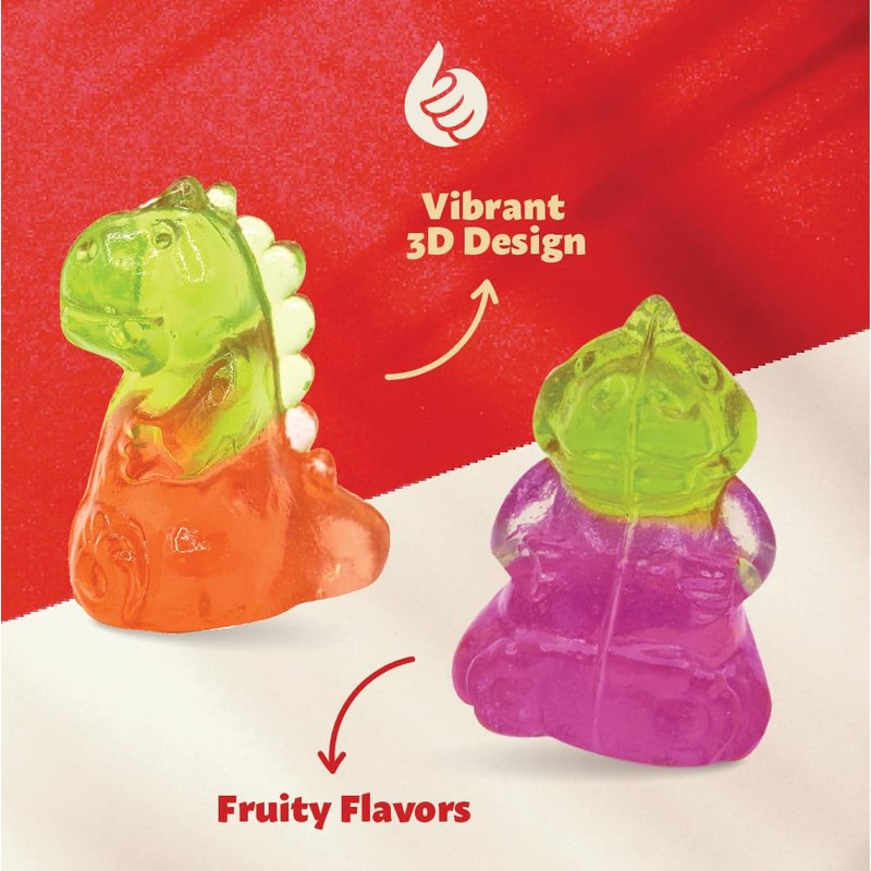 Gummy Candy 3D Dinos |1-Pound Pack| Assorted Fruit Flavors