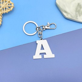 Initial Letter Keychain Letter A Alphabet Keyring for Handbag Wallet Purses Backpack Metal Letter Key Ring for Women Men Stainless Steel Letter Pendant Car Keyring Christmas Birthday Graduation Gifts