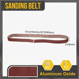 CoCud 2 x 82 Inch Sanding Belt, 5 Pcs 60 Grit Knife Sharpener Belts Work Sharpening for Belt Sander Knife Carving Tool Metal Working