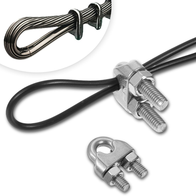 40 PCS 1/4" Stainless Steel Wires Ropes Cable Clip Clamps