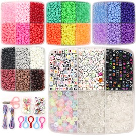 LIS HEGENSA Pony Beads Bulk,Kandi Beads for Necklace Jewelry Making Hair Braiding,Bracelets Making Kits,Hair Bead,Bracelet Beads,Plastic Beads for Crafts Braids Girls (27 Color,6400PCS)