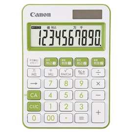 Canon LS-105WUC-GR Colorful Calculator, 10 Digits, Mini Tabletop Size, W Tax Function, Antibacterial Specifications