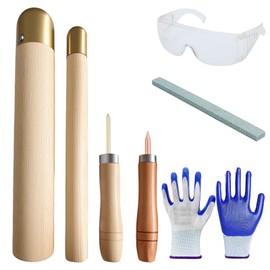 Flint Knapping Kit with Copper Hammer - Complete Obsidian Crafting Tools Set for Beginners Includes 2 Copper Boppers, 2 Pressure Flakers, Safety Gloves, Goggles & Talc | Outdoor Flint Grinding Tools