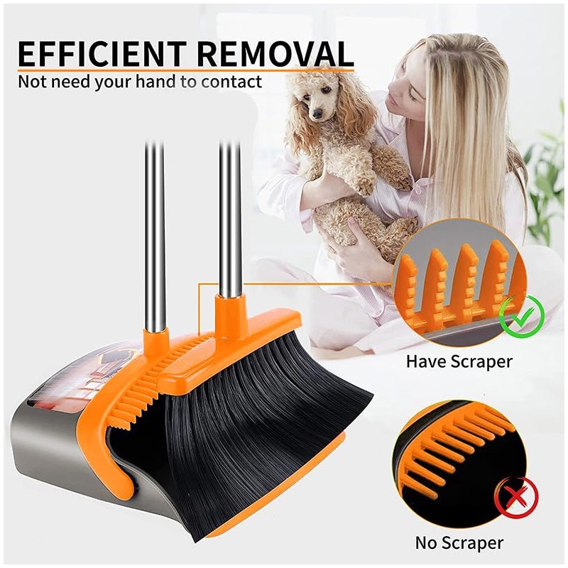 2-Pack is More economical,Upgraded Broom and Dustpan,with 52" Long Handle,