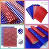 Shalun 12 pcs/Pack A4 Independence Day Faux Leather Sheets Sparkle