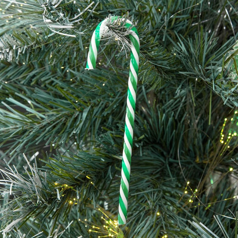 TRIXES Green and White Candy Cane Ornaments – 6 PCS