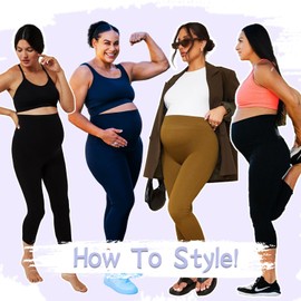 GROTEEN 3 Pack Women's Maternity Capri Leggings Over The Belly Workout Stretchy Pregnancy Pants
