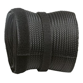 RICOO Universal Cable Tidy Z9085B-2 Wire Clip Management Trunking Holder Organiser Organizer Protector Duct Sleeve Cover/Velcro Hook and Loop Fastener Fastening Strips/2m Black