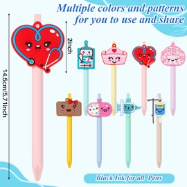 Henoyso 24 Pcs CNA Week Gifts Bulk 2025 Nursing Graduation Gift 8 Funny Pen 8 Retractable Badge Reel 8 Cute Keychain Heart Brain ID Badge Holders for CNA Rn Nursing Student(Stylish)