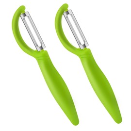 AUAUY 2Pcs Potato Peeler, I-Shaped Swivel Vegetable Peeler Set, Fruit Peelers for Kitchen, Non-Slip Grip Ergonomic Handle Sharp Blade Stainless Steel Peelers（Green）