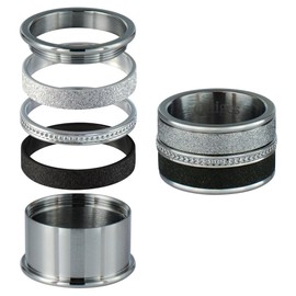 Quiges Stainless Steel Silver with Beige Shell Filling Ring 2 mm Height for Stacking Rings, Shell