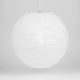 Cultural Intrigue Luna Bazaar Premium Paper Lantern Lamp Shade (10-Inch, Free-Style Ribbed, Perfect White) - Chinese/Japanese Hanging Decoration - for Parties, Weddings, and Homes