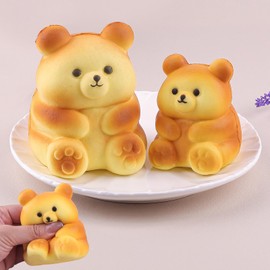 Anboor 2 Pcs Bear Squishies Toys for Kids Bear Slow Rising Animals Foam Squishys Jumbo Animal Big Stress Squishes Cute Squeeze Toy