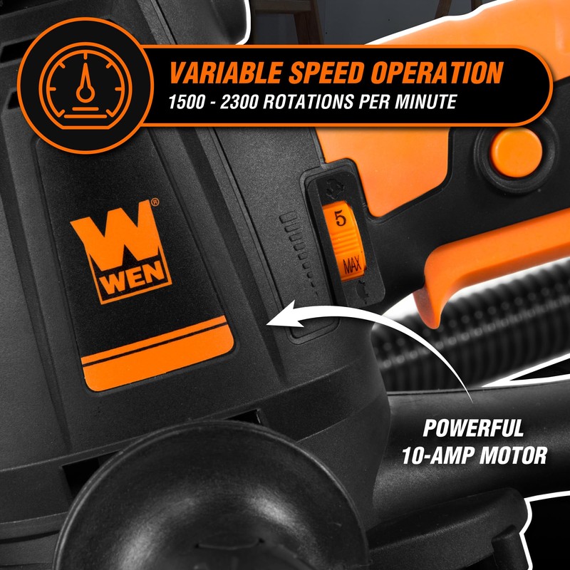 WEN DW1085 10-Amp Variable Speed Handheld Drywall Sander with Dust