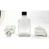 200 ml (6.6 oz) Glass Flask Liquor Bottle with Black Caps (12 Pack)