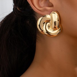 Statement Earrings for Women Chunky Gold Earrings Unique Irregular Geometric Twisted Trendy Jewelry Gifts