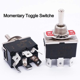 TWTADE 3 Pcs Momentary Heavy Duty Rocker Toggle Switch 6 Pin 3 Position (ON)-OFF-(ON) DPDT 16A 250VAC Spade Terminal Metal Boat Switch With Waterproof Boat Cap And 6.3mm Terminal Wires TEN-223MZX-B223