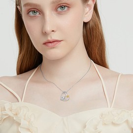 VONALA Elephant Necklace 925 Sterling Silver Mother Daughter Elephant Pendant Necklace With Sunflower Elephant Jewellery Gift for Mum Women Girls Mother's Day Gifts